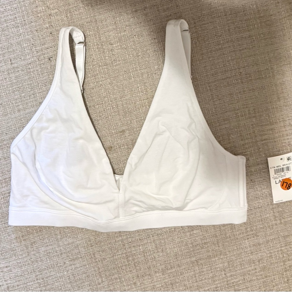 ⭐️Wireless White Deep‑V Comfort Bralette
